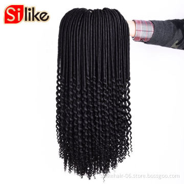 Synthetic Braiding Hair Extensions 20inch Goddess Locs Crochet Braids Black Wavy Faux Locs Crochet Hair Curly Ends Dreadlocks